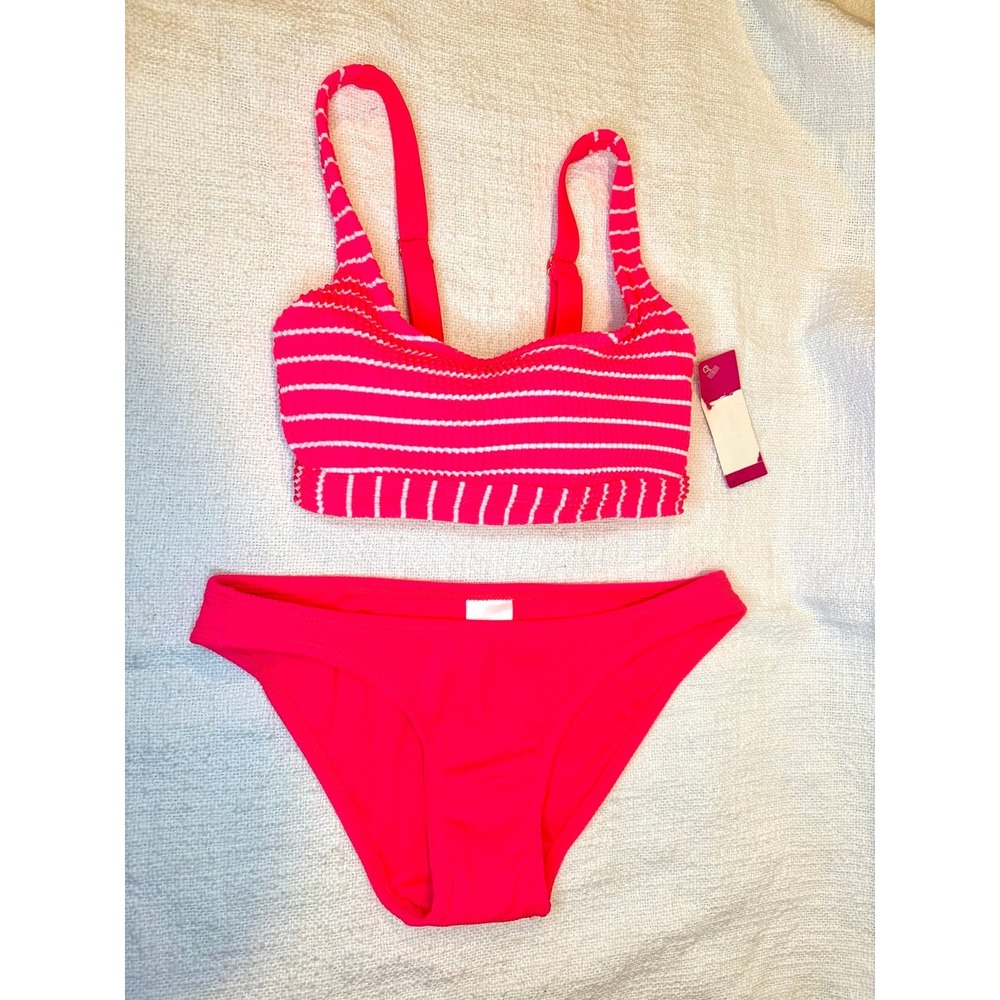 Xhilaration 2 piece set - Bralette Stripped textured & textured bikini bottom